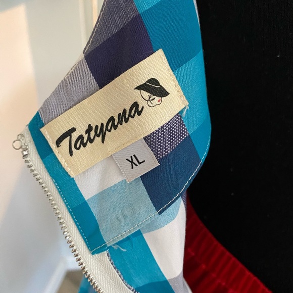 😍 TATYANA PLAID SWING RETRO PINUP PICNIC SUMMER SWING DRESS - Picture 5 of 10